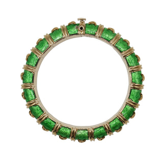 Vintage Tiffany & Co. 18K Gold Jean Schlumberger Green Vitreous Paillonné Enamel Bangle