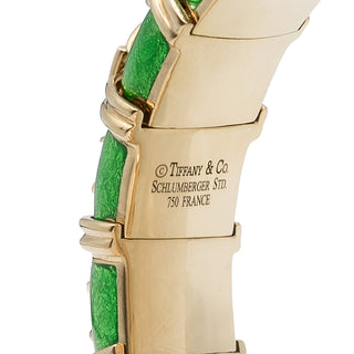 Vintage Tiffany & Co. 18K Gold Jean Schlumberger Green Vitreous Paillonné Enamel Bangle