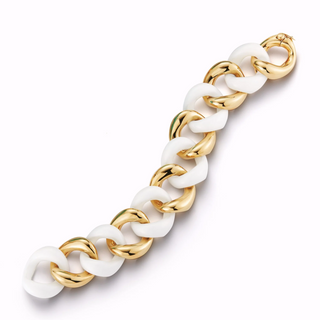 Seaman Schepps 18K Classic Medium Link Bracelet in White Ceramic