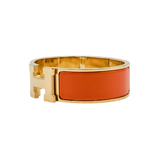 Estate Hermes Orange Clic H Bracelet