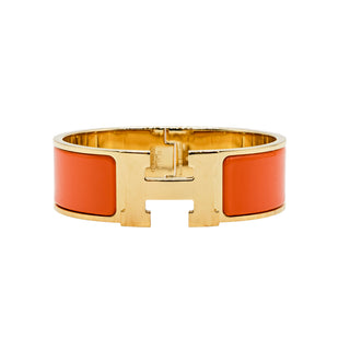 Estate Hermes Orange Clic H Bracelet
