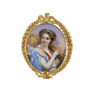 Victorian 18K Gold Enamel Portrait Brooch