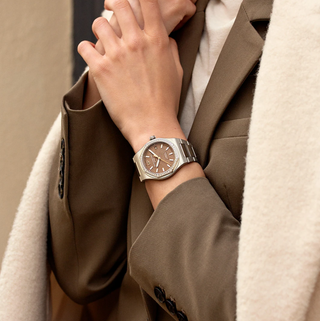 Girard-Perregaux Stainless Steel Laureato 38mm in Copper with Diamonds