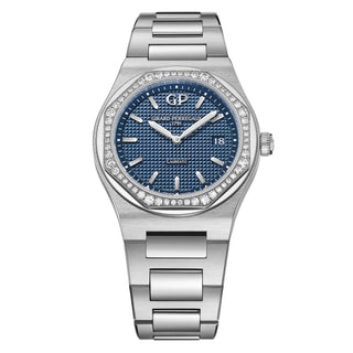 Girard-Perregaux Stainless Steel Laureato 34mm in Blue with Diamonds