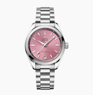 Omega Stainless Steel Seamaster Aqua Terra Watch in Shell Pink