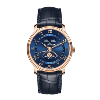 Blancpain 18 Karat Sunburst Blue Villeret Quantième Complet