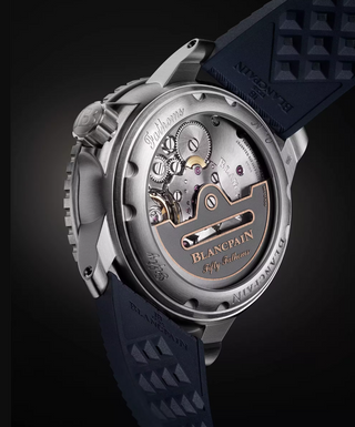 Blancpain Titanium Sunburst Blue Fifty Fathoms Automatique with a Rubber Strap