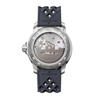Blancpain Titanium Sunburst Blue Fifty Fathoms Automatique with a Rubber Strap