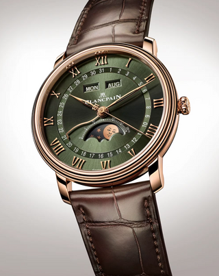 Blancpain 18 Karat Sunburst Green Villeret Quantième Complet