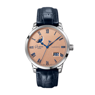 Glashütte Original Senator Excellence Panorama Date Moonphase Watch in Rose & Blue