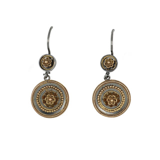 Estate Castellani Sterling SIlver Disc Drop Earrings
