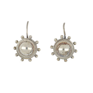 Victorian Sterling Silver Etruscan Revival Drop Earrings