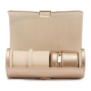 WOLF Palermo Double Watch Roll with Jewelry Pouch in Rose Gold