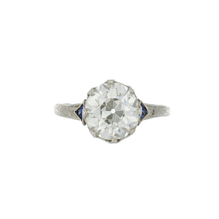 Art Deco GIA 3.38 Carat Old European-Cut Diamond Three Stone Engagement Ring