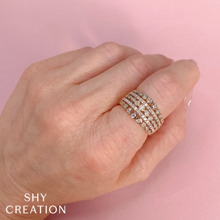 Shy Creation 14K Gold Multi-Row Diamond Band