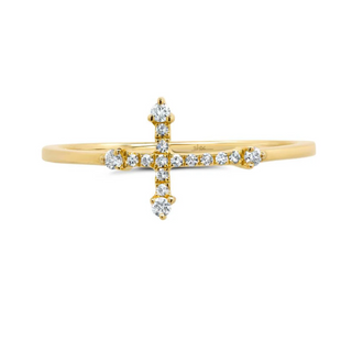 Shy Creation 14K Gold Diamond Cross Band