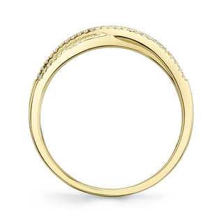 Shy Creation 14K Gold Diamond Double Row Cross Band