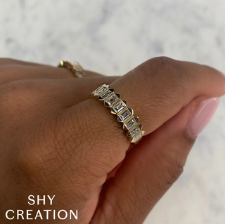 Shy Creation 14K Gold Baguette Cut Diamond Half Band
