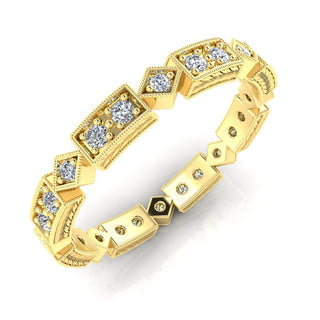 Estate 18K Gold Geometric Diamond Eternity Band