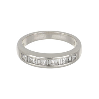 Estate Platinum Princess & Baguette Cut Diamond Half Band