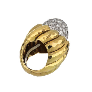 Vintage David Webb 18K Gold Diamond Dome Moonlight Ring
