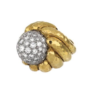 Vintage David Webb 18K Gold Diamond Dome Moonlight Ring