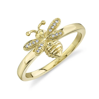 Shy Creation 14K Gold Diamond Bee Ring