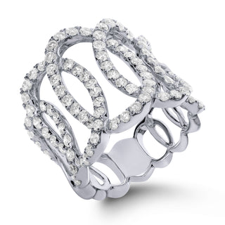 Tenenbaum 18K White Gold Diamond Overlap Wide Band