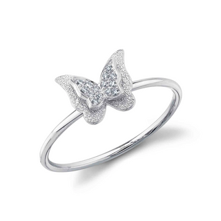Shy Creation 14K White Gold Diamond Butterfly Ring