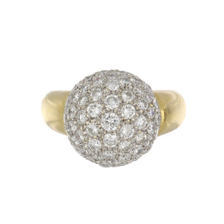 Vintage 1970s Two-Tone Pave Diamond Ball Ring