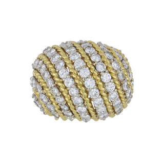 Vintage 18K Gold Diamonds Cluster Domed Ring
