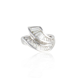 Estate 18K Baguette Diamond Swirl Ring
