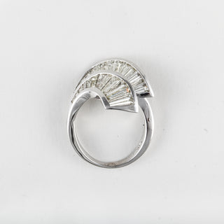 Estate 18K Baguette Diamond Swirl Ring