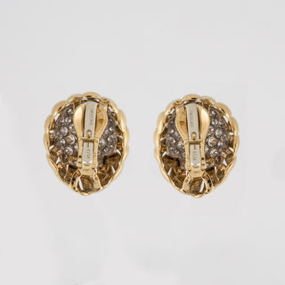 David Webb 18K Gold and Platinum Diamond Clip Earrings