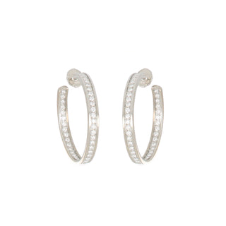 Estate Cartier 18K White Gold Inside-Out Diamond Hoop Earrings