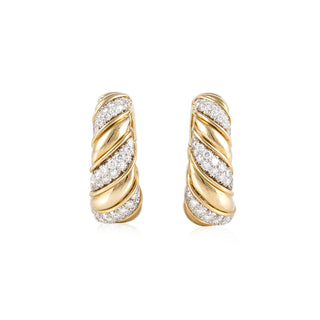 Estate David Webb Two-Tone Diamond Hoop Earrings