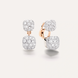 Pomellato Two-Tone 18K Gold Pave Diamond Nudo Earrings