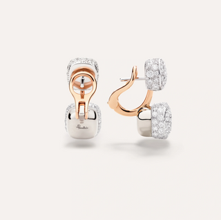 Pomellato Two-Tone 18K Gold Pave Diamond Nudo Earrings