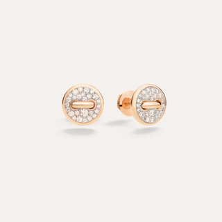 Pomellato 18K Rose Gold Diamond Pom Pom Dot Stud Earrings