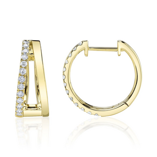 Shy Creation 14K Gold Diamond Two-Row Hoop Earrings