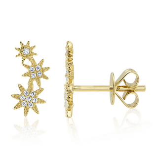 Shy Creation 14K Gold Diamond Multi-Star Stud Earrings