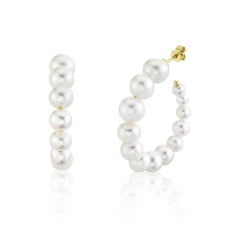 Shy Creation Pearl Hoop Earrings - 1.50"