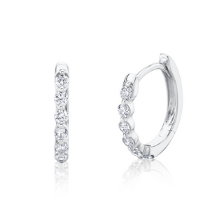 Shy Creation 14K White Gold Diamond Oval Huggie Earrings