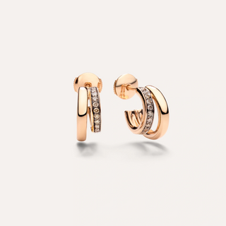 Pomellato 18K Rose Gold Brown Diamond Together Huggie Earrings