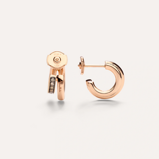 Pomellato 18K Rose Gold Brown Diamond Together Huggie Earrings