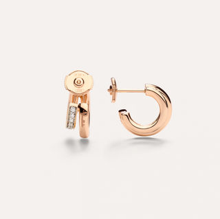 Pomellato 18K Rose Gold Together Diamond Huggie Earrings