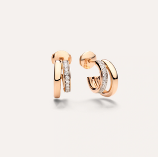 Pomellato 18K Rose Gold Together Diamond Huggie Earrings