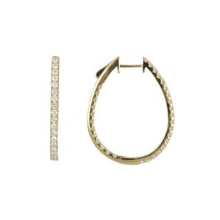 Tenenbaum 18K Gold Diamond Oval Hoop Earrings