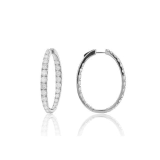 Tenenbaum 18K White Gold Inside Out Graduated Diamond Hoop Earrings