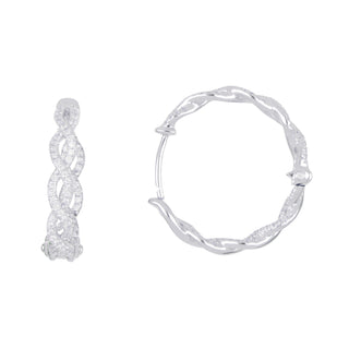 Verragio 18K White Gold Braided Diamond Hoops